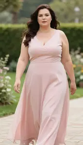 Western European Woman In Her 40s With Robust Figure With Dark Brown Long