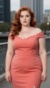 Western European Young Woman In Her 20s With Plus Size Figure With Copper Loose