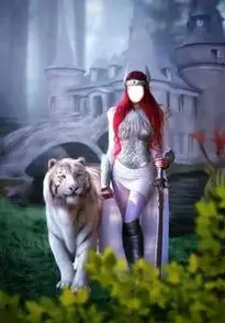 Castle, Woman, Tiger