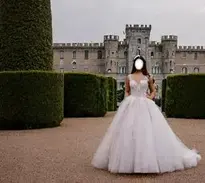 Woman White Dress Near Castle