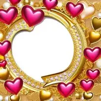 Golden Love Hearts Photo frame
