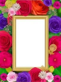 Golden Photo Frame With Flowers