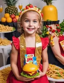 Healthy And Junk Food Fancy Dress face swap
