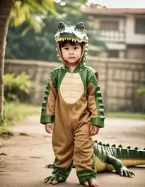 Boy Crocodile Costume Fancy Dress face swap