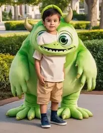 Mike Wazowski Boy Costume face swap