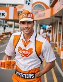 Mens Hooters Fancy Dress face swap
