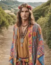 Mens Hippy Fancy Dress face swap