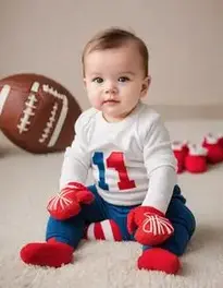 Infant football player costume Fancy Dress face swap