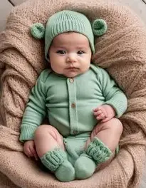 Sage green newborn outfit Fancy Dress face swap