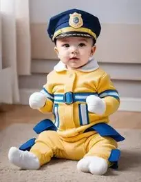 Infant police outfit Fancy Dress face swap