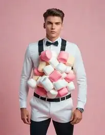 Blow Up Marshmallow Fancy Dress face swap