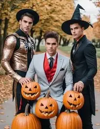 Halloween Trio Costume Men Fancy Dress face swap