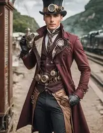 Steampunk Men Outfit Fancy Dress face swap