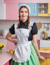 Colorful House Woman Cosplay French Apron Maid Fancy Dress Fancy Dress face swap