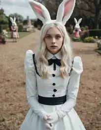 Female White Rabbit Alice In Wonderland Fancy Dress Face Swap