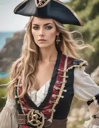 Glamorous Lady Pirate Fancy Dress face swap