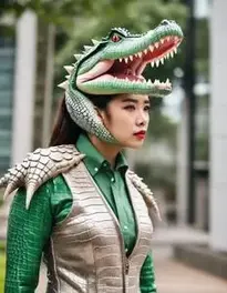 Female Crocodile Cosplay Fancy Dress face swap