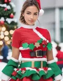 Woman Christmas Dressing Up Outfits Fancy Dress face swap