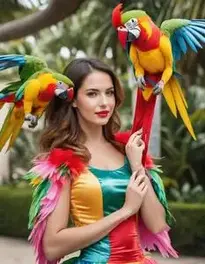 Parrot Costume Woman Fancy Dress face swap