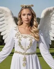 Ladies Angel Fancy Dress face swap