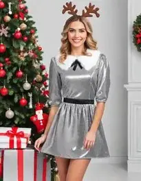 Ladies Christmas Fancy Dress Face Swap Buy Stock Photo