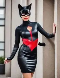 Cat Woman Fancy Dress face swap