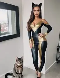Cat Woman Fancy Dress face swap