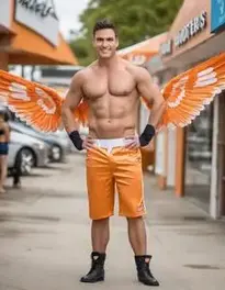 Men Hooters face swap