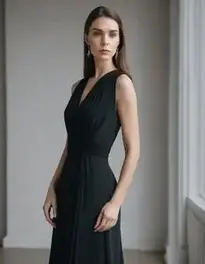 Black Floor Length Dress face swap