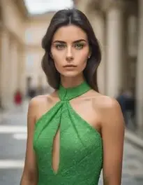 Bright Green Dress face swap