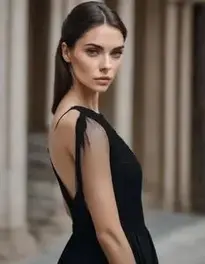 Black Dress With Slit face swap