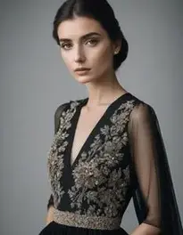 Black Floor Length Dress face swap