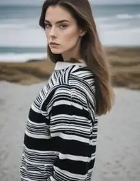 Black And White Striped Sweater face swap