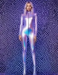 Holographic Keyhole Bodysuit Costume Woman face swap
