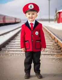 North Pole Train Conductor Costume Boy face swap