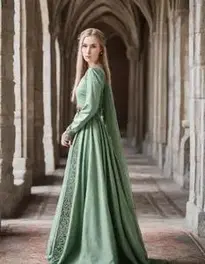 Woman Vintage Celtic Medieval Floor Length Renaissance Gothic Cosplay Dress face swap