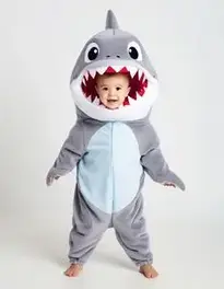 Toddler Baby Shark Daddy Shark Costume With Sound face swap