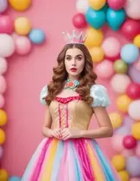 Woman Princess Lolly Candyland Dress face swap