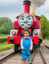 Child Thomas The Train Ride In face swap