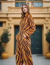 Bold Tiger Costume Woman face swap