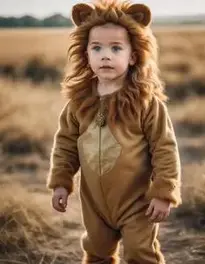 Cowardly Lion Costume Kid face swap