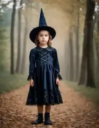 Midnight Witch Costume Kid face swap