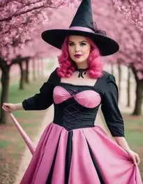 Plus Size Pink Witch Dress Deluxe face swap