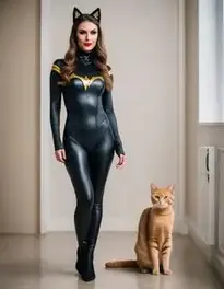 Cat Woman Fancy Dress face swap