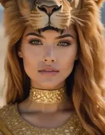 Striking Lion Woman face swap