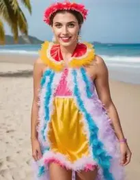 Beach Party Fancy Dress Face Swap Buy Stock Photo