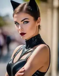 Cat Woman Fancy Dress face swap
