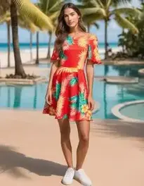 Aloha Beaches Natural Light Seltzer Skater Dress face swap