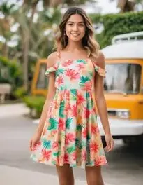 Aloha Beaches Natural Light Seltzer Skater Dress face swap