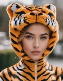 Bold Tiger Costume Woman face swap